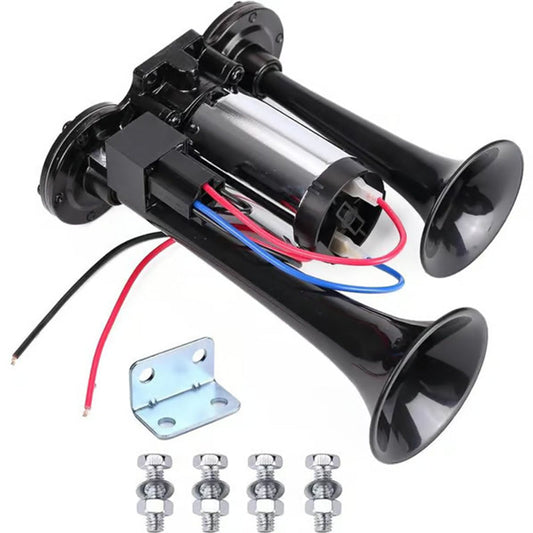 🔊2026 Upgraded Thunder Alert Dual Horn Kit – Ultra Loud 130dB Safety Sound System with Mini Compressor | Quick Install for Cars, Trucks, Boats & Home Security