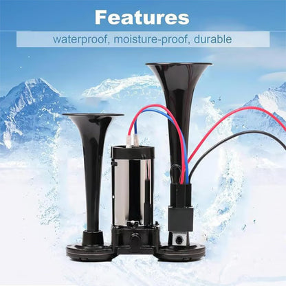 🔊2026 Upgraded Thunder Alert Dual Horn Kit – Ultra Loud 130dB Safety Sound System with Mini Compressor | Quick Install for Cars, Trucks, Boats & Home Security